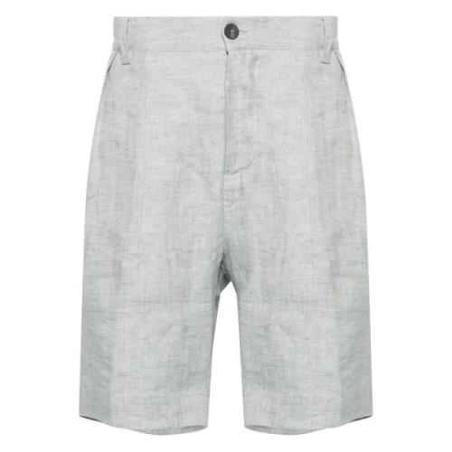 Linned shorts med sidelommer og baglommer