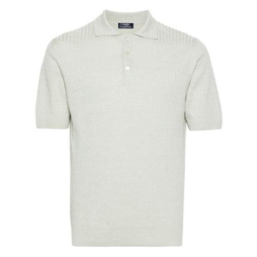 Ribbet Linned Bomuld Polo Skjorte