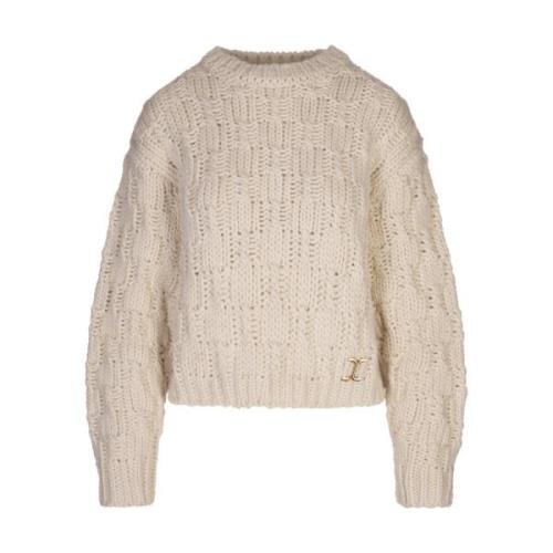 Mælkefarvet Crew-Neck Sweater