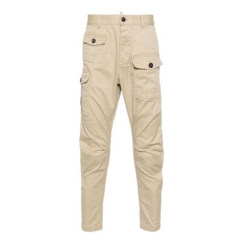 Beige Bomuld Cargo Bukser