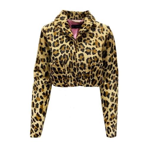 Leopard Calf Hair Cropped Jacket