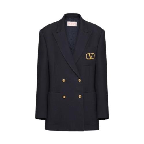 Marineblå Uld Blazer med VLogo