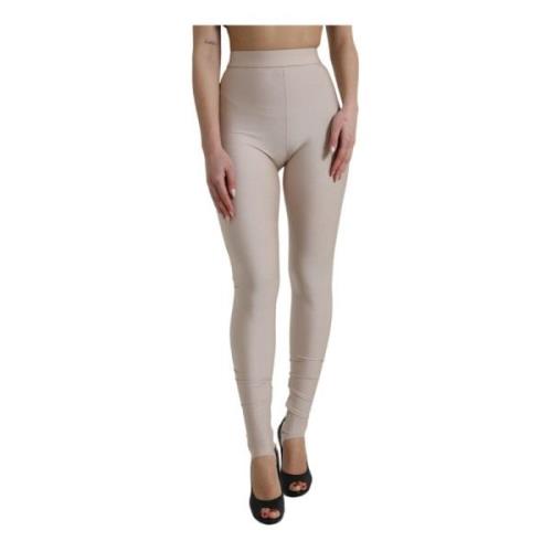 Beige High Waist Slim Leggings Bukser