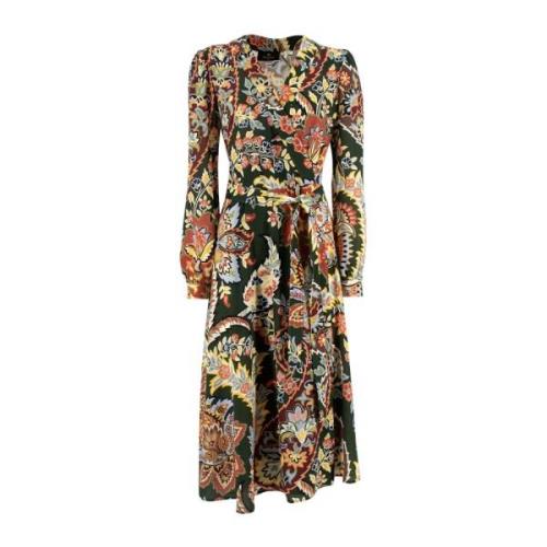 Blomstret Paisley Print Midi Kjole