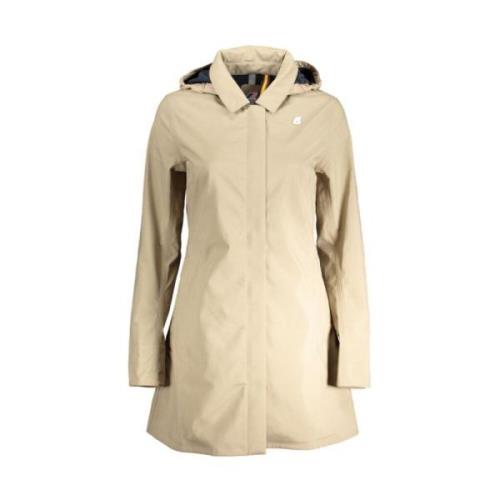 Beige Trenchcoat med Hætte og Lynlås