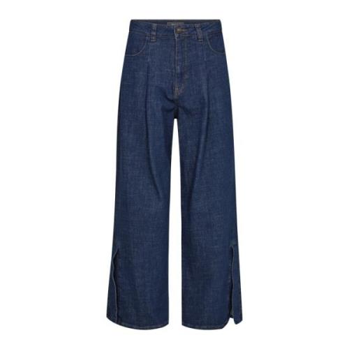 Bred Ben Høj Talje Jeans Mørkeblå