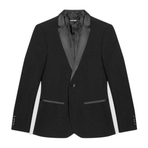 Sort Button-up Blazer Forår/Sommer Mænd