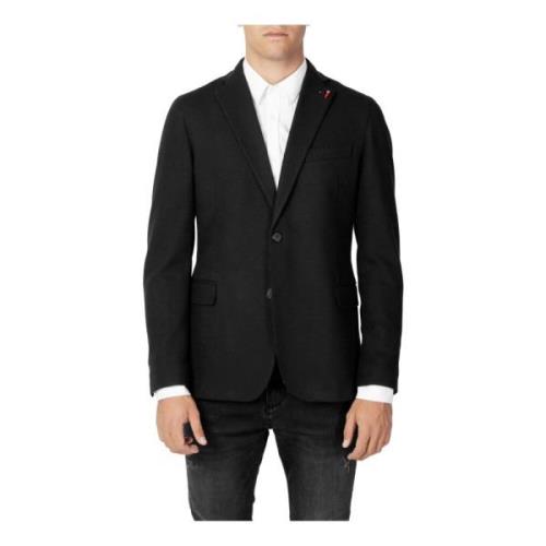 Sort Knappelukning Revers Blazer