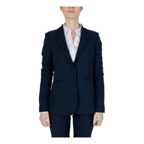 Blå V-Neck Revers Blazer