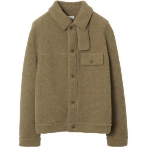 Beige Fleece Skjorte med Knappelukning