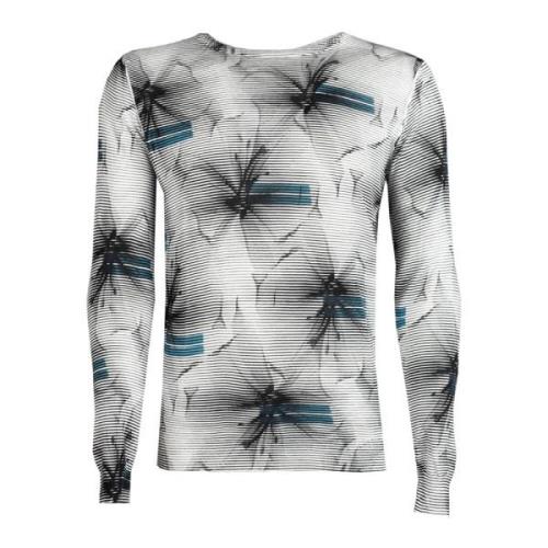 Enkel Rund Hals Sweater med Print