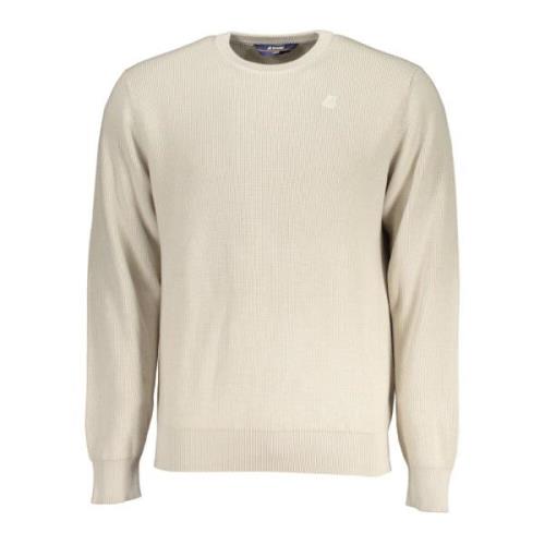 Beige Langærmet Crewneck Logo Skjorte