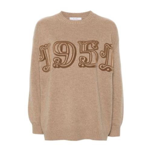 Brun uld-kashmir sweater med 1951 motiv