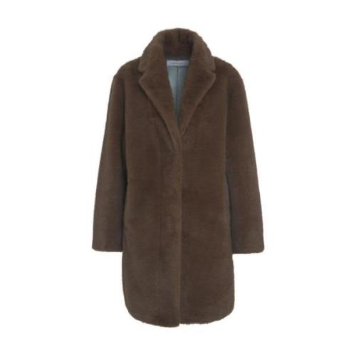 Faux Fur Coat med Notched Lapels