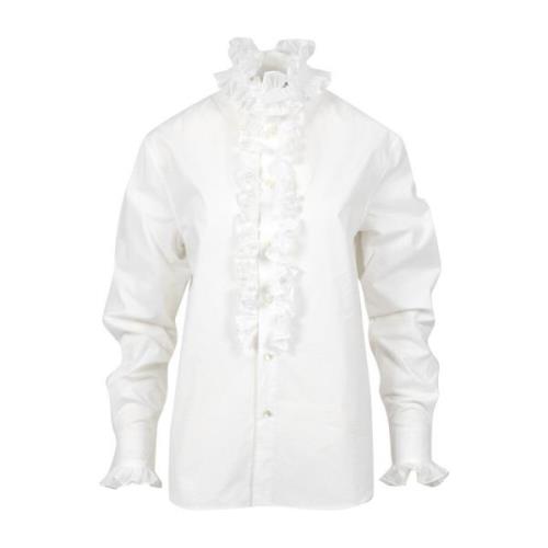 Ruffled Cotton Poplin Shirt Ivory