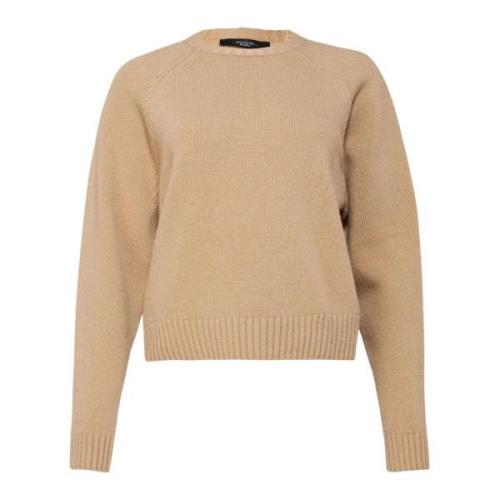 Beige Uld Sweater Rund Hals