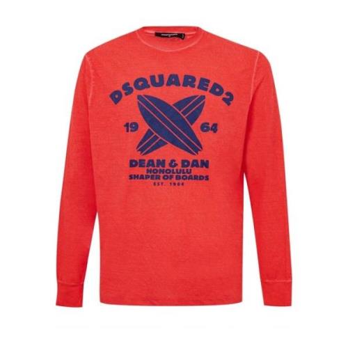 Rød Bomuld Tee Klassisk Crew Neck