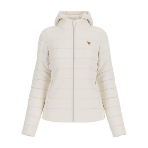 Beige Tekstil Dame Puffer Jakke