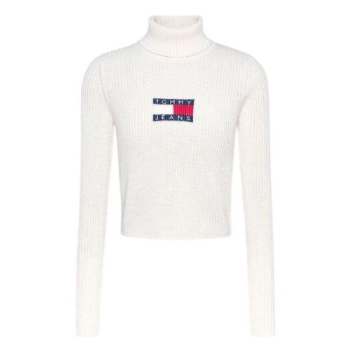 Ribstrikket Turtleneck Sweater Beige