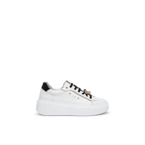 Hvid Læder Juvel Sneakers Platform