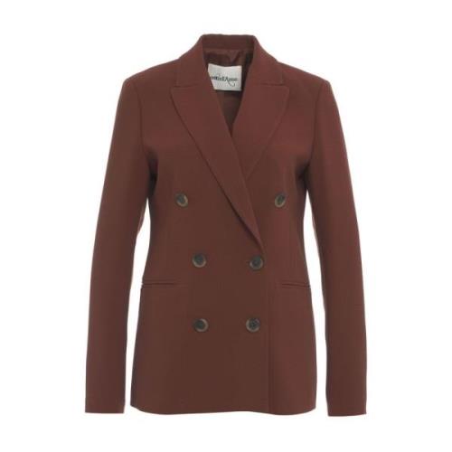 Brun Dobbeltbrystet Blazer Elegant Stil