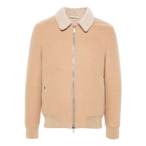 Beige Uld Shearling Jakke