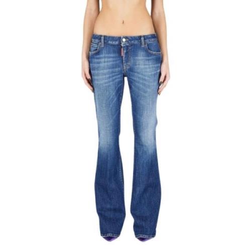 Flared stretch bomuld jeans med logo