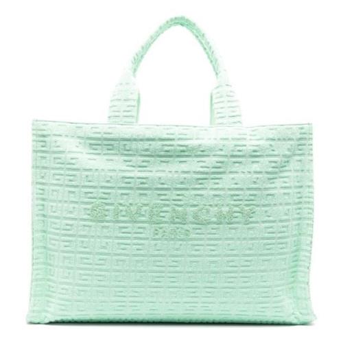 Grøn Jacquard Bomuld Tote Taske