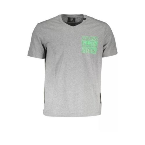 Trykt Logo V-Hals T-Shirt i Grå