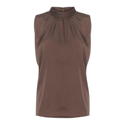 Elegant Draperet Top i Chokoladebrun