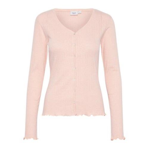 Langærmet Cardigan Top & T-Shirt Sepia Rose Melange