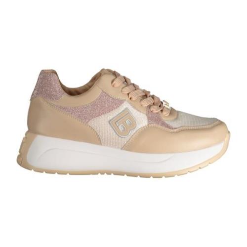 Sporty Beige Snøresko med Broderi