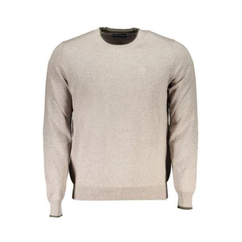 Beige Bomuldssweater med Broderi