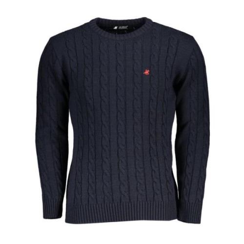 Blå Twisted Crew Neck Sweater