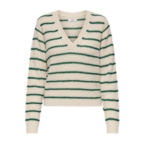 Stribet V-hals Sweater Kvinder