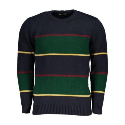 Blå Crew Neck Sweater Kontrastdetaljer