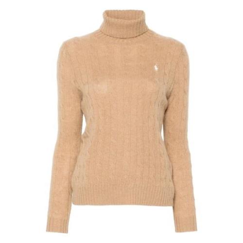 Beige Strikket Sweater med Polo Pony