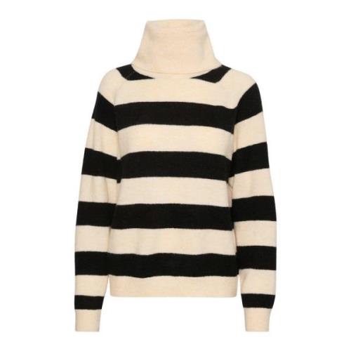 Stribet Rollneck Pullover Sweater