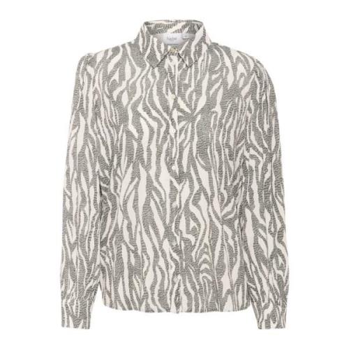 Sort Zebra Grafisk Bluse