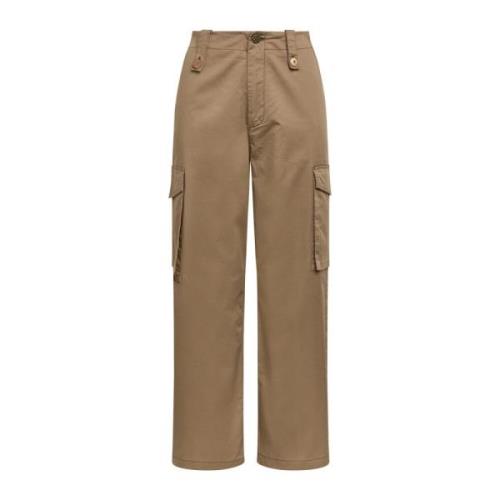 Stone-Washed Cotton Cargo Trousers