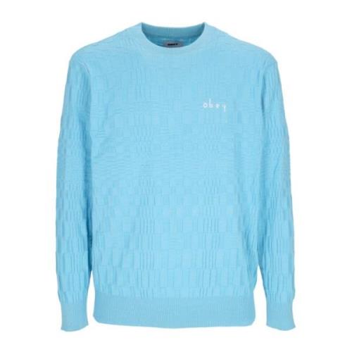 Himmelblå Crewneck Sweater Letvægts Bomuld