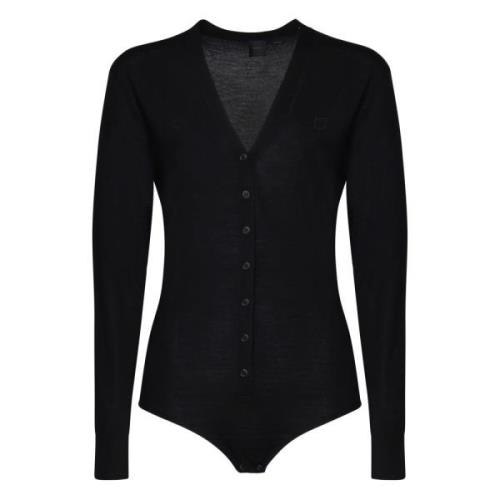 Sort Uld V-Hals Bodysuit