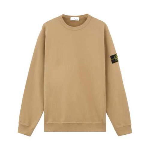 Ribbet Crewneck Børstet Bomuld Fleece Sweater