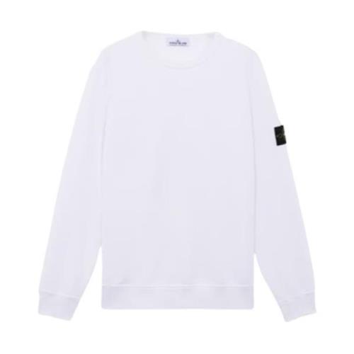 Ribbet Crewneck Børstet Bomuld Fleece Sweater