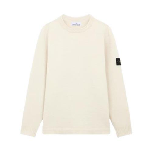 Ribbet Crewneck Sweater Lambswool Naturhvid