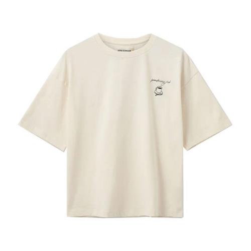 Broderet T-shirt Light Sand