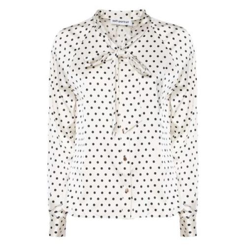 Polka Dot Bluse Langærmet Fløde