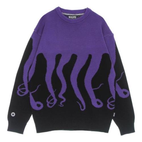 Sort Crewneck Sweater med Blæksprutte Broderi