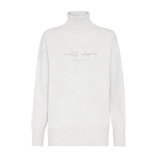 Højhalset Uld Kashmir Sweater Hvid