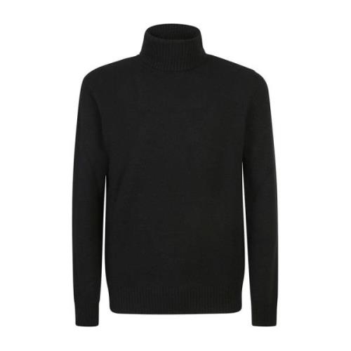 Sort Strikket Rullekrave Sweater